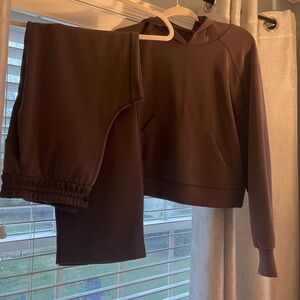 Worn once! Brown lululemon hoodie with matching pants.